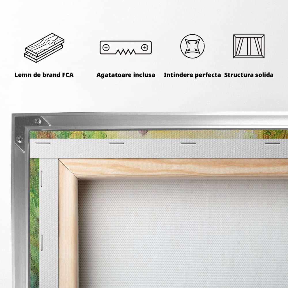 Tablou Canvas Premium, LuxCanva® M1322, Gradina Elefantilor, Afectiune, Mama, Pui, Gradina, Flori, Pictura, Culori Vibrante, Primavara, Elefanti, Dragut, Birou, Living, Camera Copil