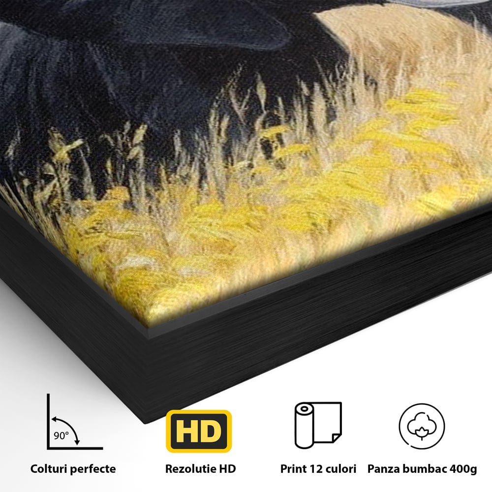 Tablou Canvas Premium, LuxCanva® M1324, Tacerea Pajistii, Peisaj, Natura, Pajiste, Verde, Elefant, Colti, Vegetatie, Pictura, Animal, Pasnic, Adiere, Birou, Living, Camera Copil