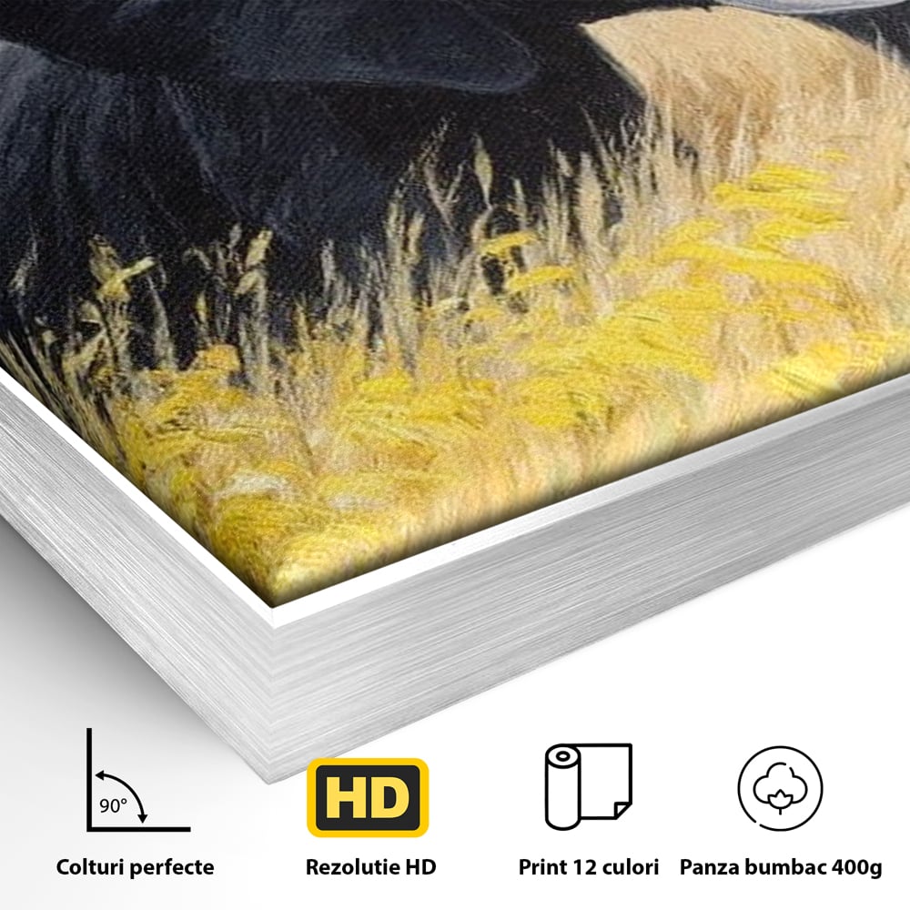 Tablou Canvas Premium, LuxCanva® M1324, Tacerea Pajistii, Peisaj, Natura, Pajiste, Verde, Elefant, Colti, Vegetatie, Pictura, Animal, Pasnic, Adiere, Birou, Living, Camera Copil