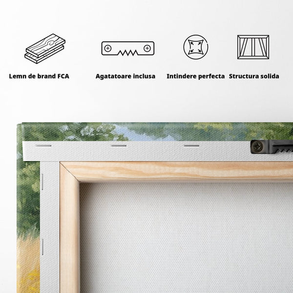 Tablou Canvas Premium, LuxCanva® M1324, Tacerea Pajistii, Peisaj, Natura, Pajiste, Verde, Elefant, Colti, Vegetatie, Pictura, Animal, Pasnic, Adiere, Birou, Living, Camera Copil