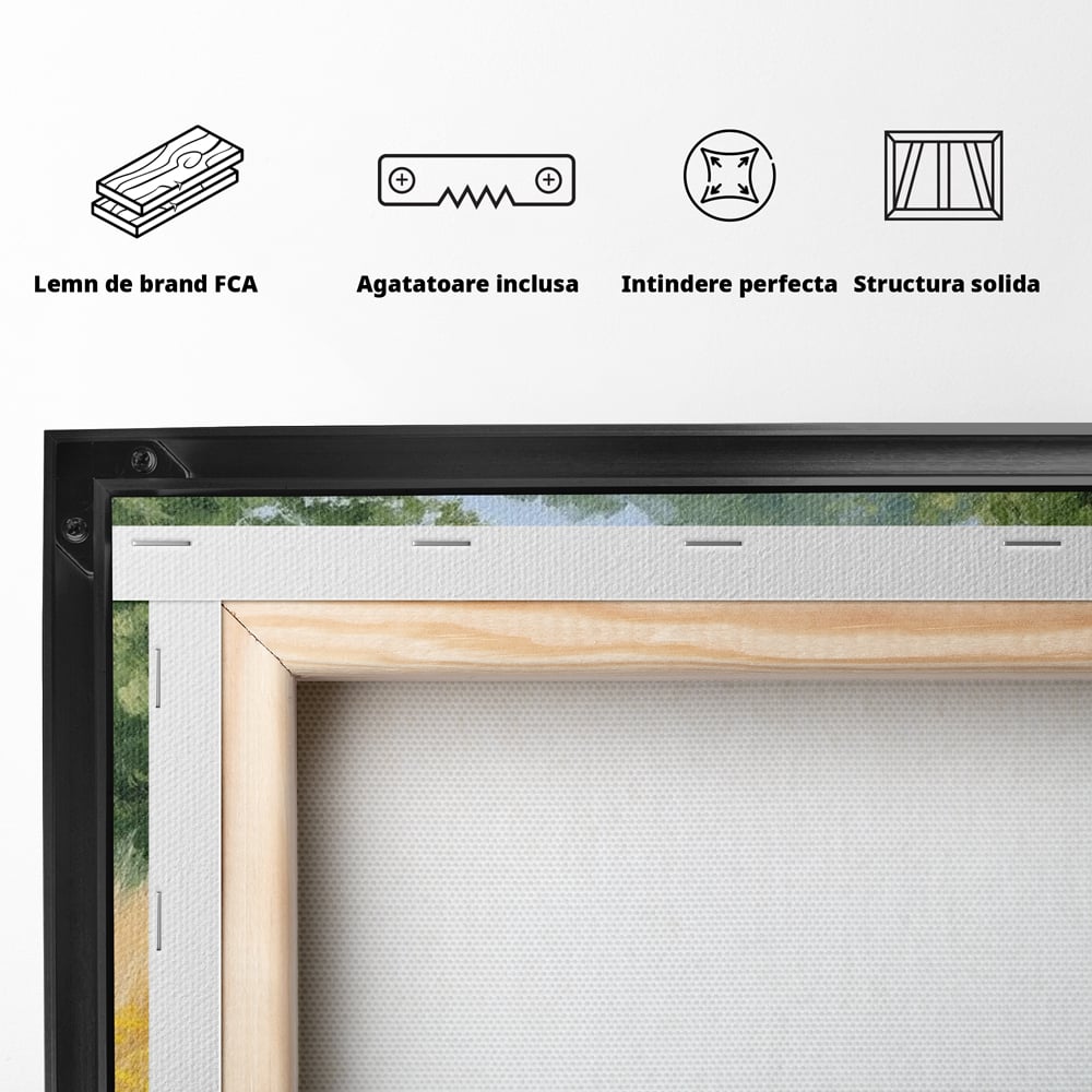 Tablou Canvas Premium, LuxCanva® M1324, Tacerea Pajistii, Peisaj, Natura, Pajiste, Verde, Elefant, Colti, Vegetatie, Pictura, Animal, Pasnic, Adiere, Birou, Living, Camera Copil