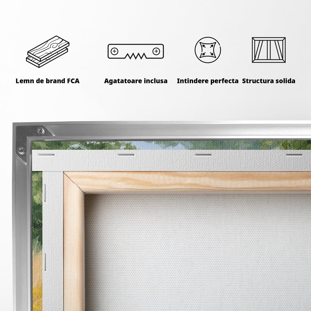 Tablou Canvas Premium, LuxCanva® M1324, Tacerea Pajistii, Peisaj, Natura, Pajiste, Verde, Elefant, Colti, Vegetatie, Pictura, Animal, Pasnic, Adiere, Birou, Living, Camera Copil