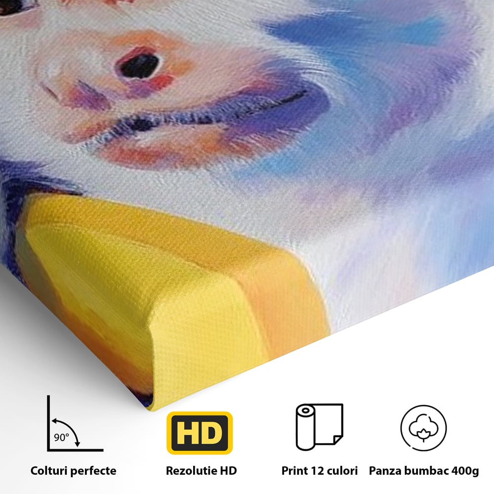 Tablou Canvas Premium, LuxCanva® M1326, Maimutica cu Gust, Banana, Fruct, Pastel, Maimuta, Pop Art, Urban, Funky, Abstract, Primata, Animal, Salbaticie, Birou, Living, Camera Copil
