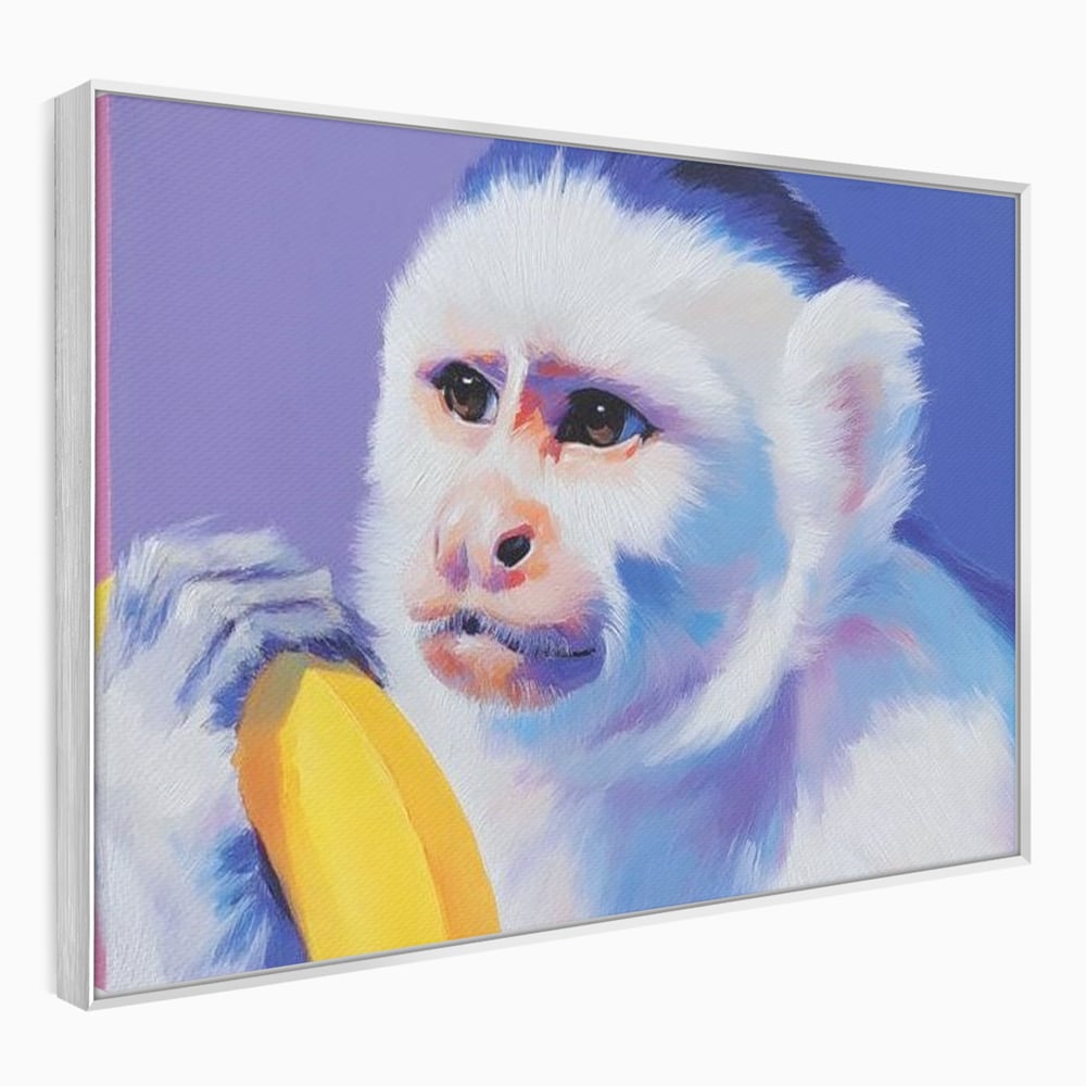 Tablou Canvas Premium, LuxCanva® M1326, Maimutica cu Gust, Banana, Fruct, Pastel, Maimuta, Pop Art, Urban, Funky, Abstract, Primata, Animal, Salbaticie, Birou, Living, Camera Copil