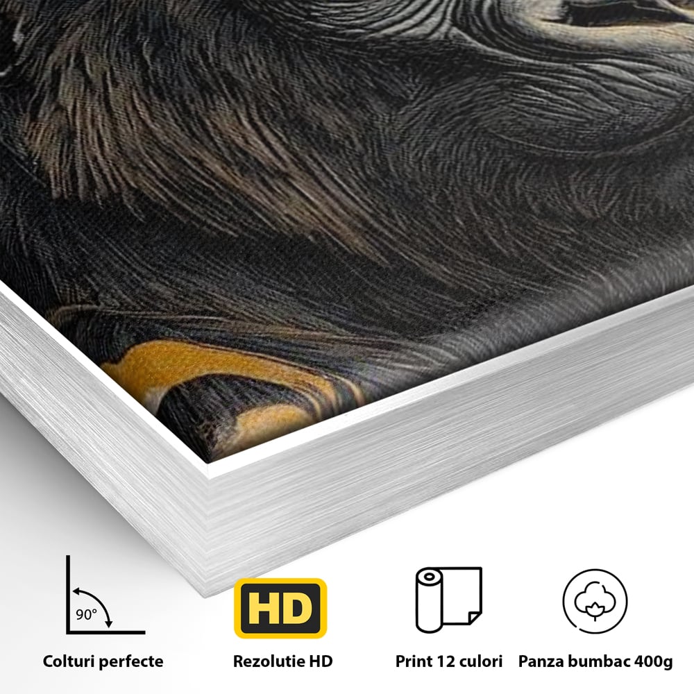 Tablou Canvas Premium, LuxCanva® M1327, Ecou Stravechi, Gorila, Primata, Putere, Auriu, Privire, Impunator, Arta Abstracta, Pictura, Bestie, Dominant, Birou, Living, Camera Copil