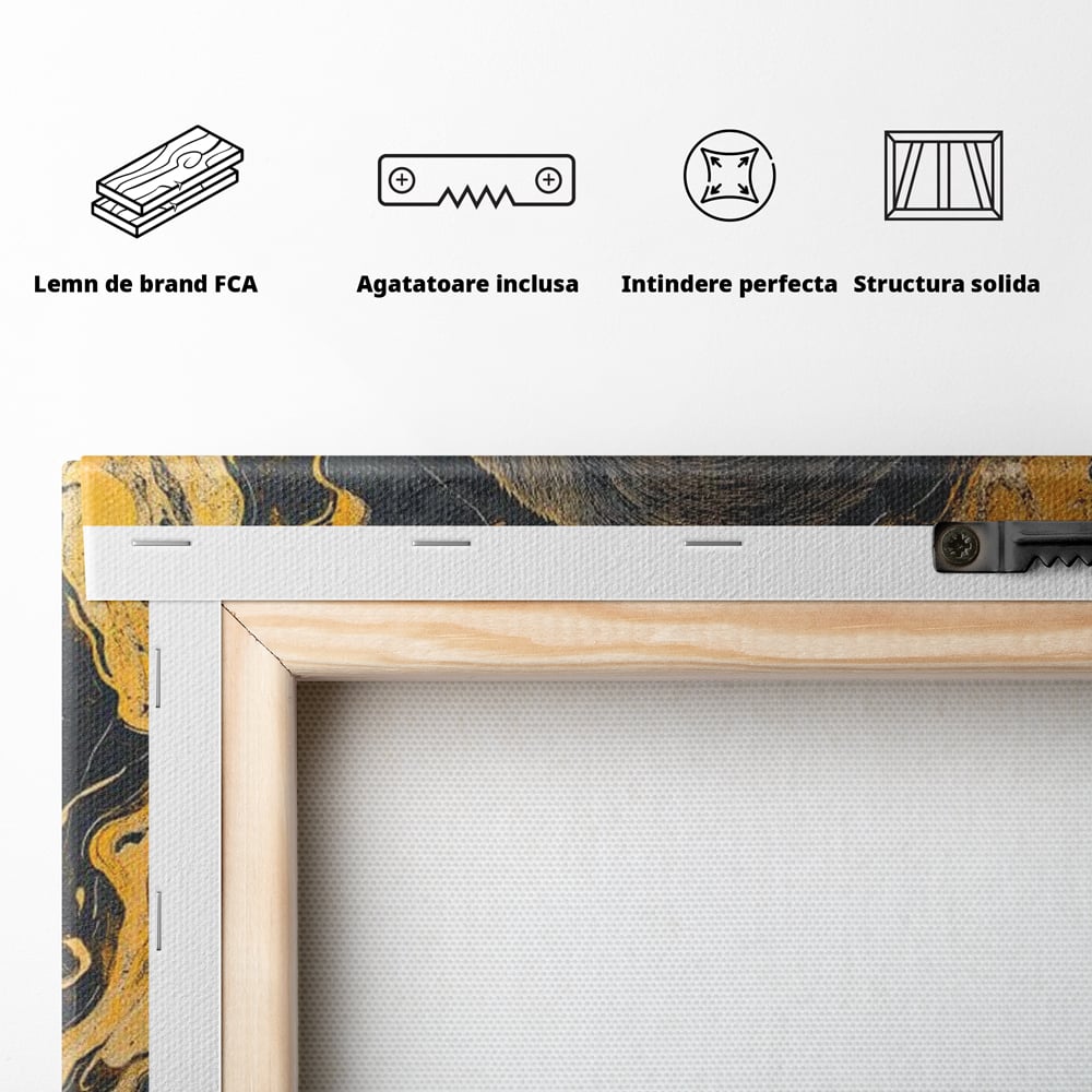 Tablou Canvas Premium, LuxCanva® M1327, Ecou Stravechi, Gorila, Primata, Putere, Auriu, Privire, Impunator, Arta Abstracta, Pictura, Bestie, Dominant, Birou, Living, Camera Copil