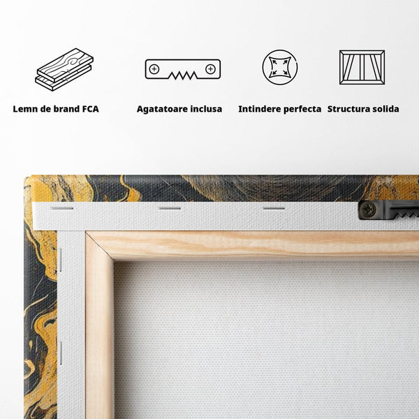 Tablou Canvas Premium, LuxCanva® M1327, Ecou Stravechi, Gorila, Primata, Putere, Auriu, Privire, Impunator, Arta Abstracta, Pictura, Bestie, Dominant, Birou, Living, Camera Copil