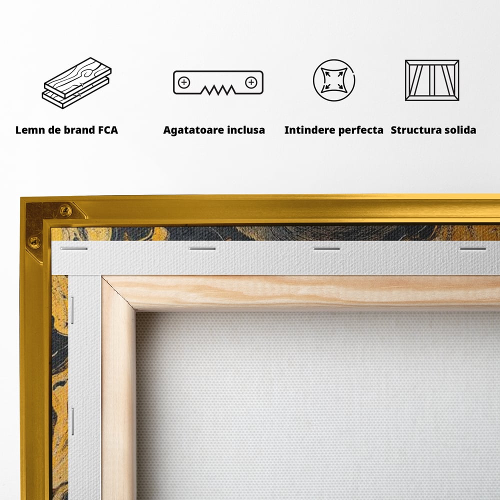 Tablou Canvas Premium, LuxCanva® M1327, Ecou Stravechi, Gorila, Primata, Putere, Auriu, Privire, Impunator, Arta Abstracta, Pictura, Bestie, Dominant, Birou, Living, Camera Copil