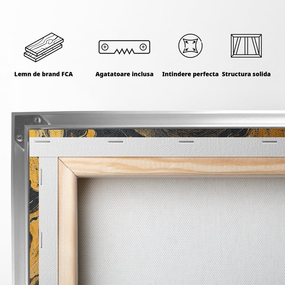 Tablou Canvas Premium, LuxCanva® M1327, Ecou Stravechi, Gorila, Primata, Putere, Auriu, Privire, Impunator, Arta Abstracta, Pictura, Bestie, Dominant, Birou, Living, Camera Copil