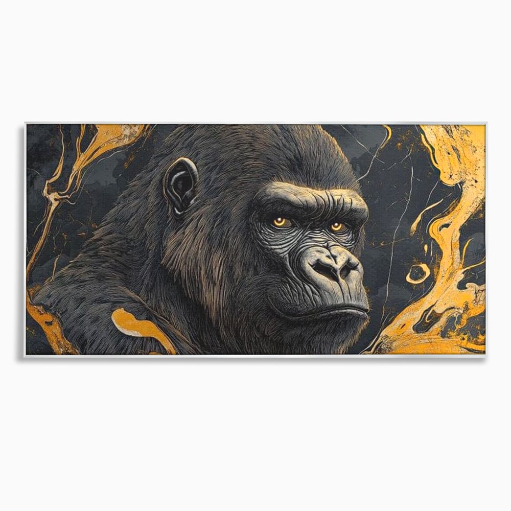 Tablou Canvas Premium, LuxCanva® M1327, Ecou Stravechi, Gorila, Primata, Putere, Auriu, Privire, Impunator, Arta Abstracta, Pictura, Bestie, Dominant, Birou, Living, Camera Copil