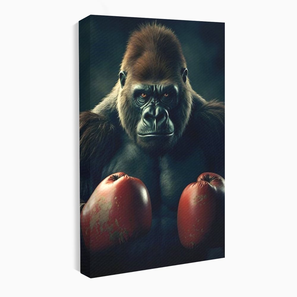 Tablou Canvas Premium, LuxCanva® M1328, Bestia cu Manusi, Boxer, Luptator, Campion, Puternic, Gorila, Primata, Animal, Knockout, Pumn, Manusi, Sport, Birou, Living, Camera Copil