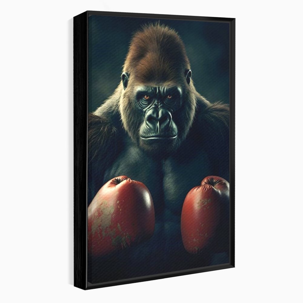 Tablou Canvas Premium, LuxCanva® M1328, Bestia cu Manusi, Boxer, Luptator, Campion, Puternic, Gorila, Primata, Animal, Knockout, Pumn, Manusi, Sport, Birou, Living, Camera Copil