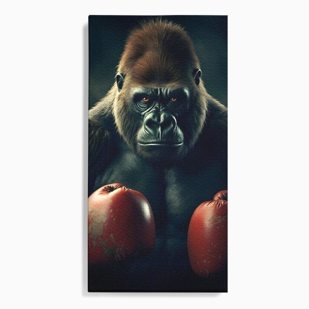 Tablou Canvas Premium, LuxCanva® M1328, Bestia cu Manusi, Boxer, Luptator, Campion, Puternic, Gorila, Primata, Animal, Knockout, Pumn, Manusi, Sport, Birou, Living, Camera Copil