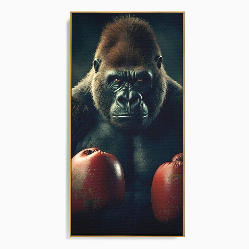 Tablou Canvas Premium, LuxCanva® M1328, Bestia cu Manusi, Boxer, Luptator, Campion, Puternic, Gorila, Primata, Animal, Knockout, Pumn, Manusi, Sport, Birou, Living, Camera Copil