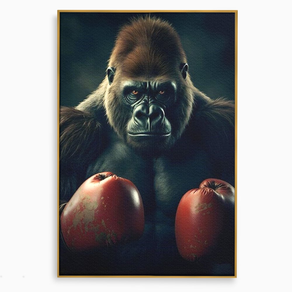 Tablou Canvas Premium, LuxCanva® M1328, Bestia cu Manusi, Boxer, Luptator, Campion, Puternic, Gorila, Primata, Animal, Knockout, Pumn, Manusi, Sport, Birou, Living, Camera Copil