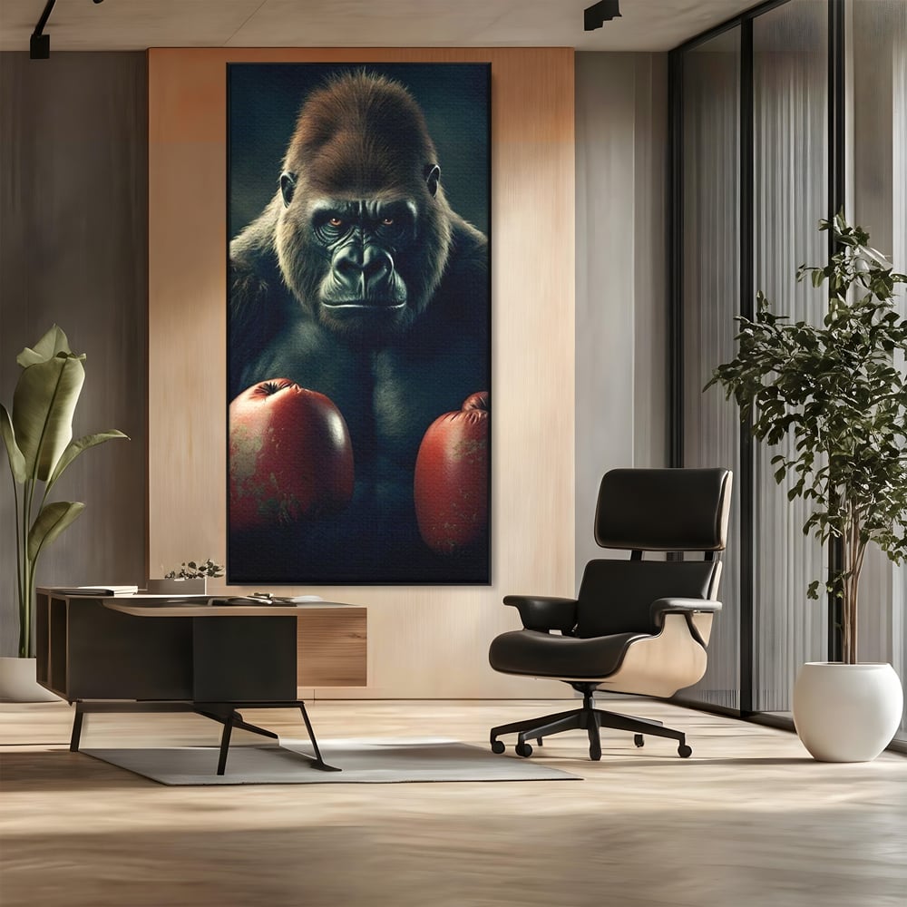Tablou Canvas Premium, LuxCanva® M1328, Bestia cu Manusi, Boxer, Luptator, Campion, Puternic, Gorila, Primata, Animal, Knockout, Pumn, Manusi, Sport, Birou, Living, Camera Copil