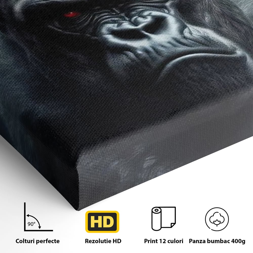 Tablou Canvas Premium, LuxCanva® M1330, Monarhul Junglei, Gorila, Rege, Coroana, Putere, Animal, Conducator, Fioros, Patrat, Auriu, Birou, Living, Camera Copil