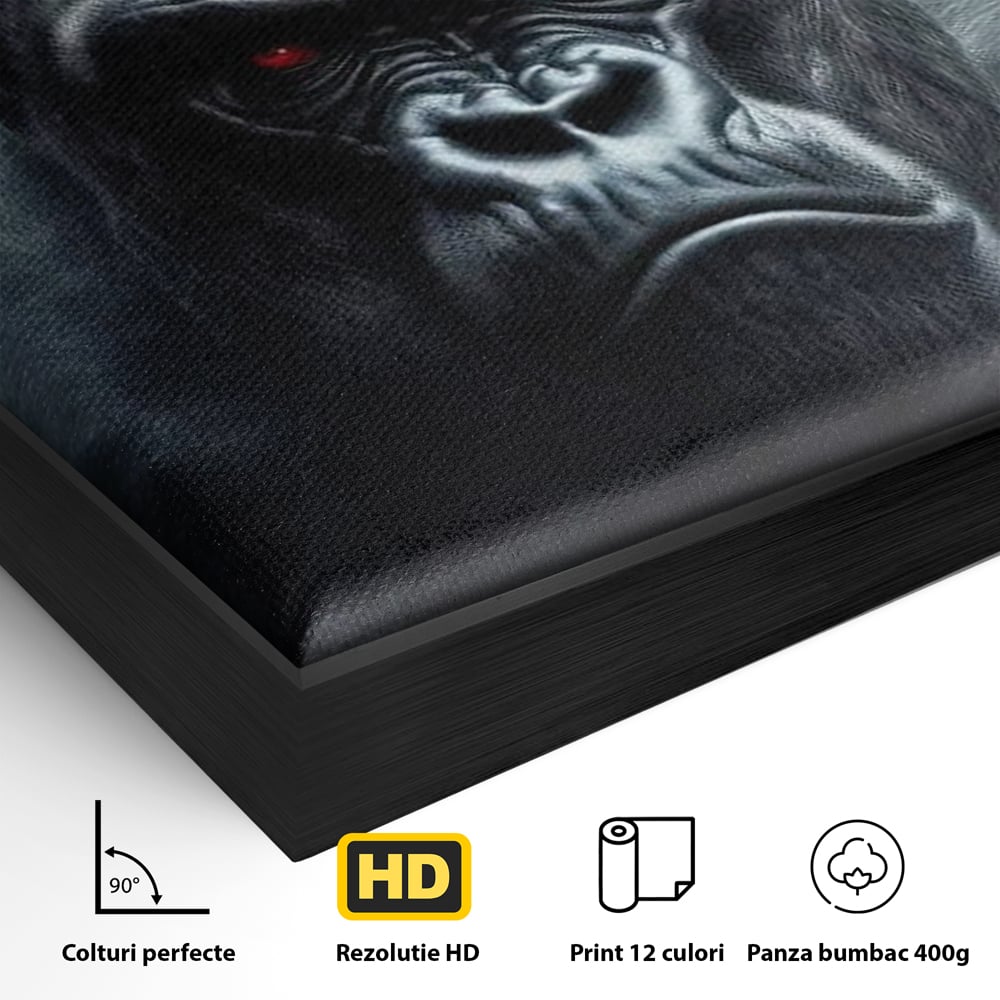 Tablou Canvas Premium, LuxCanva® M1330, Monarhul Junglei, Gorila, Rege, Coroana, Putere, Animal, Conducator, Fioros, Patrat, Auriu, Birou, Living, Camera Copil