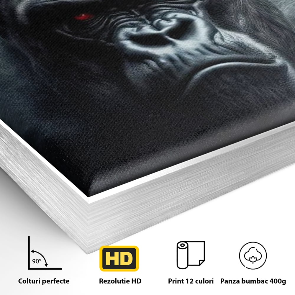 Tablou Canvas Premium, LuxCanva® M1330, Monarhul Junglei, Gorila, Rege, Coroana, Putere, Animal, Conducator, Fioros, Patrat, Auriu, Birou, Living, Camera Copil