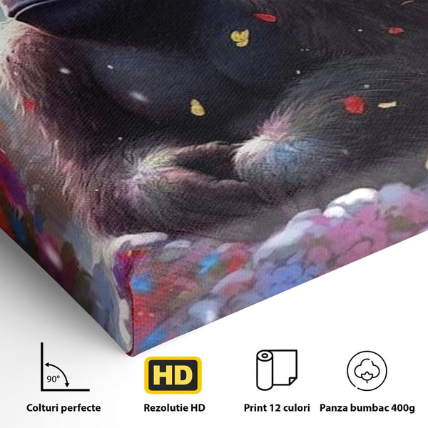 Leinwandbilder Premium, LuxCanva® M1331, Träumender Gorilla, Natur, Wald, Blumen, Winter, Schnee, Frieden, Träumen, Harmonie, Entspannung, Gorilla, Tiere, Büro, Wohnen, Wohnzimmer, Kinderzimmer