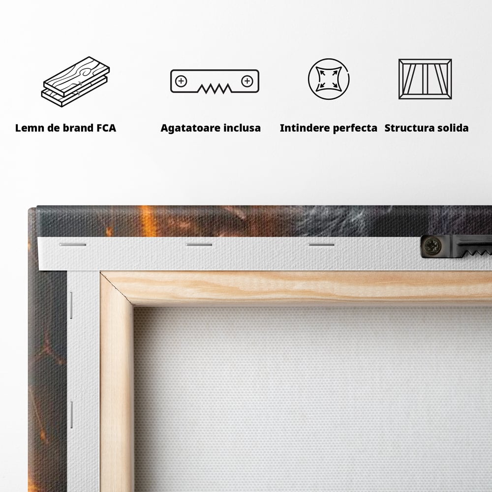 Tablou Canvas Premium, LuxCanva® M1332, Crapaturile Timpului, Foc, Lava, Gorila, Animal, Intuneric, Arta Moderna, Putere, Mister, Dominanta, Birou, Living, Camera Copil