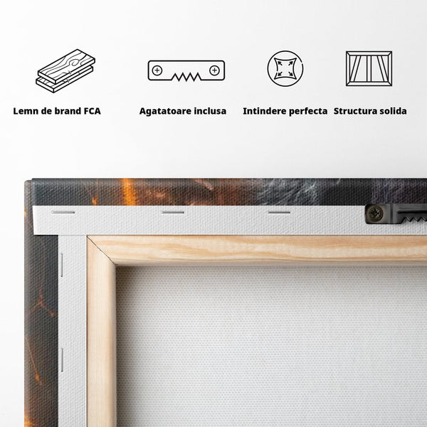 Tablou Canvas Premium, LuxCanva® M1332, Crapaturile Timpului, Foc, Lava, Gorila, Animal, Intuneric, Arta Moderna, Putere, Mister, Dominanta, Birou, Living, Camera Copil