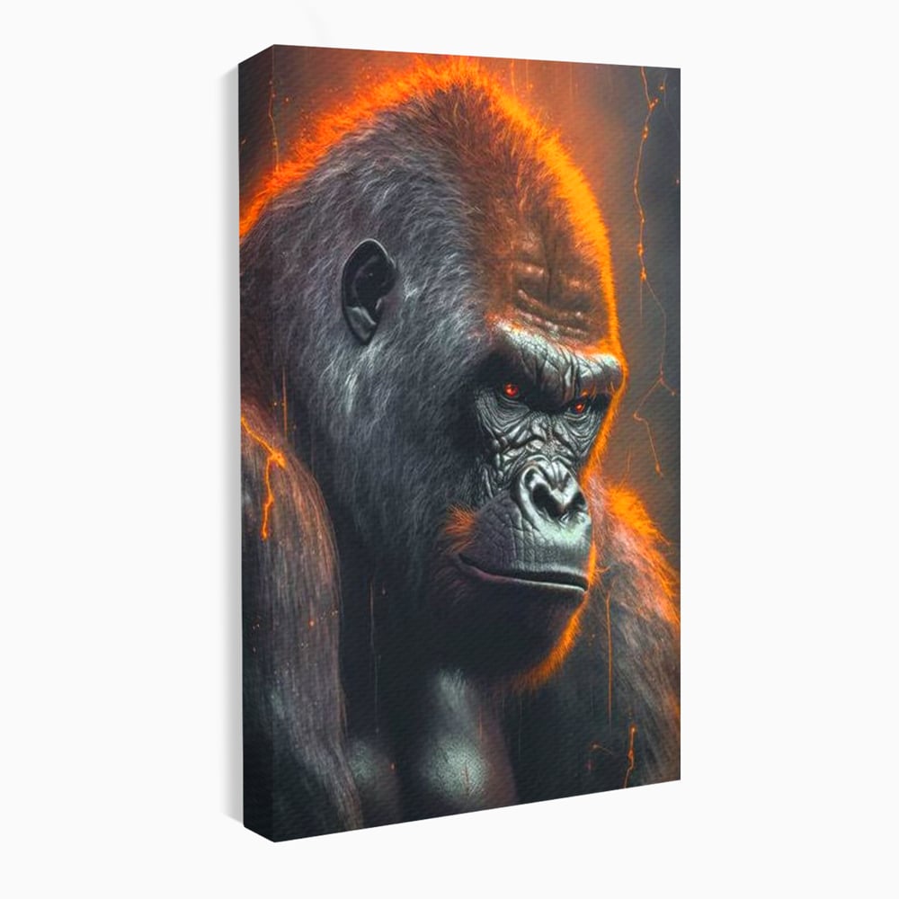 Tablou Canvas Premium, LuxCanva® M1332, Crapaturile Timpului, Foc, Lava, Gorila, Animal, Intuneric, Arta Moderna, Putere, Mister, Dominanta, Birou, Living, Camera Copil