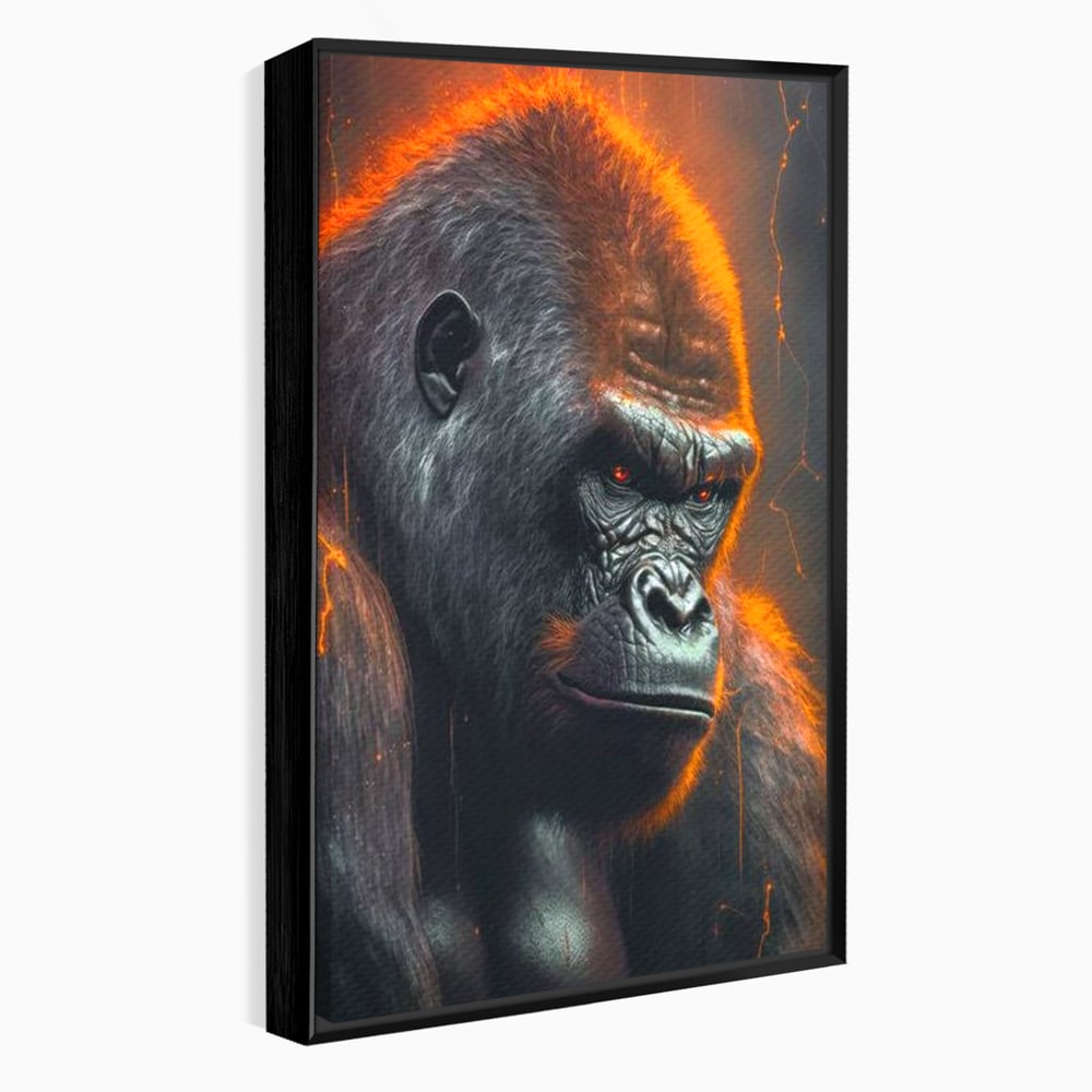 Tablou Canvas Premium, LuxCanva® M1332, Crapaturile Timpului, Foc, Lava, Gorila, Animal, Intuneric, Arta Moderna, Putere, Mister, Dominanta, Birou, Living, Camera Copil