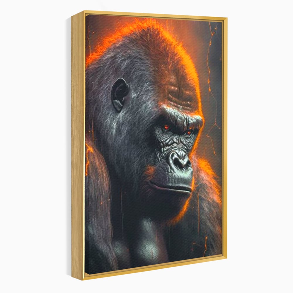 Tablou Canvas Premium, LuxCanva® M1332, Crapaturile Timpului, Foc, Lava, Gorila, Animal, Intuneric, Arta Moderna, Putere, Mister, Dominanta, Birou, Living, Camera Copil