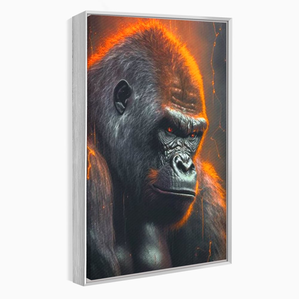 Tablou Canvas Premium, LuxCanva® M1332, Crapaturile Timpului, Foc, Lava, Gorila, Animal, Intuneric, Arta Moderna, Putere, Mister, Dominanta, Birou, Living, Camera Copil