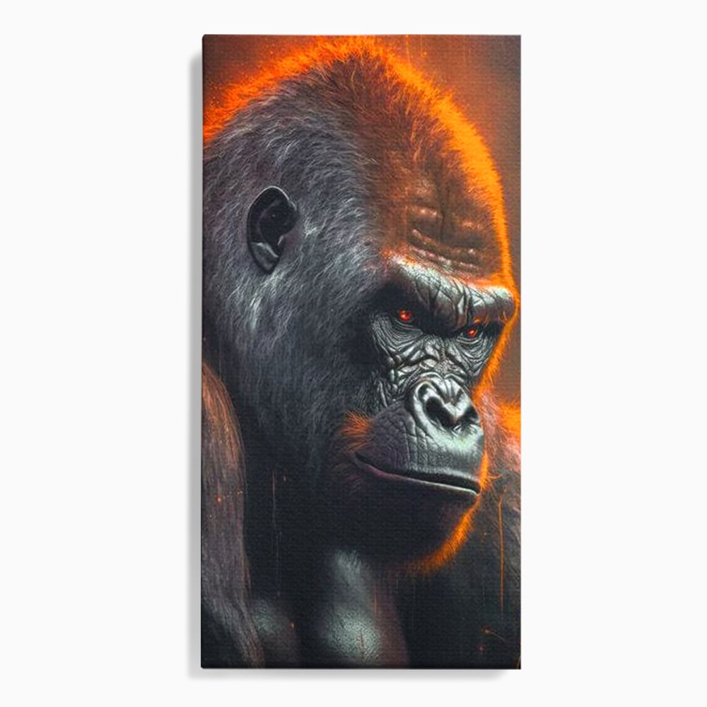 Tablou Canvas Premium, LuxCanva® M1332, Crapaturile Timpului, Foc, Lava, Gorila, Animal, Intuneric, Arta Moderna, Putere, Mister, Dominanta, Birou, Living, Camera Copil