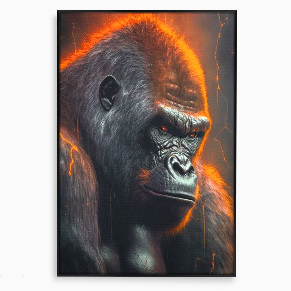Tablou Canvas Premium, LuxCanva® M1332, Crapaturile Timpului, Foc, Lava, Gorila, Animal, Intuneric, Arta Moderna, Putere, Mister, Dominanta, Birou, Living, Camera Copil