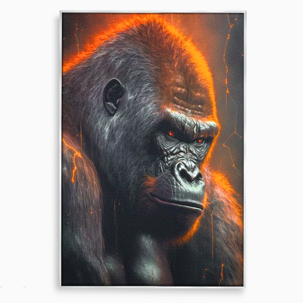 Tablou Canvas Premium, LuxCanva® M1332, Crapaturile Timpului, Foc, Lava, Gorila, Animal, Intuneric, Arta Moderna, Putere, Mister, Dominanta, Birou, Living, Camera Copil