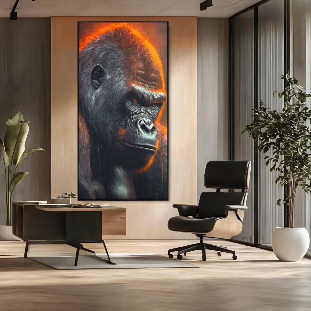 Tablou Canvas Premium, LuxCanva® M1332, Crapaturile Timpului, Foc, Lava, Gorila, Animal, Intuneric, Arta Moderna, Putere, Mister, Dominanta, Birou, Living, Camera Copil
