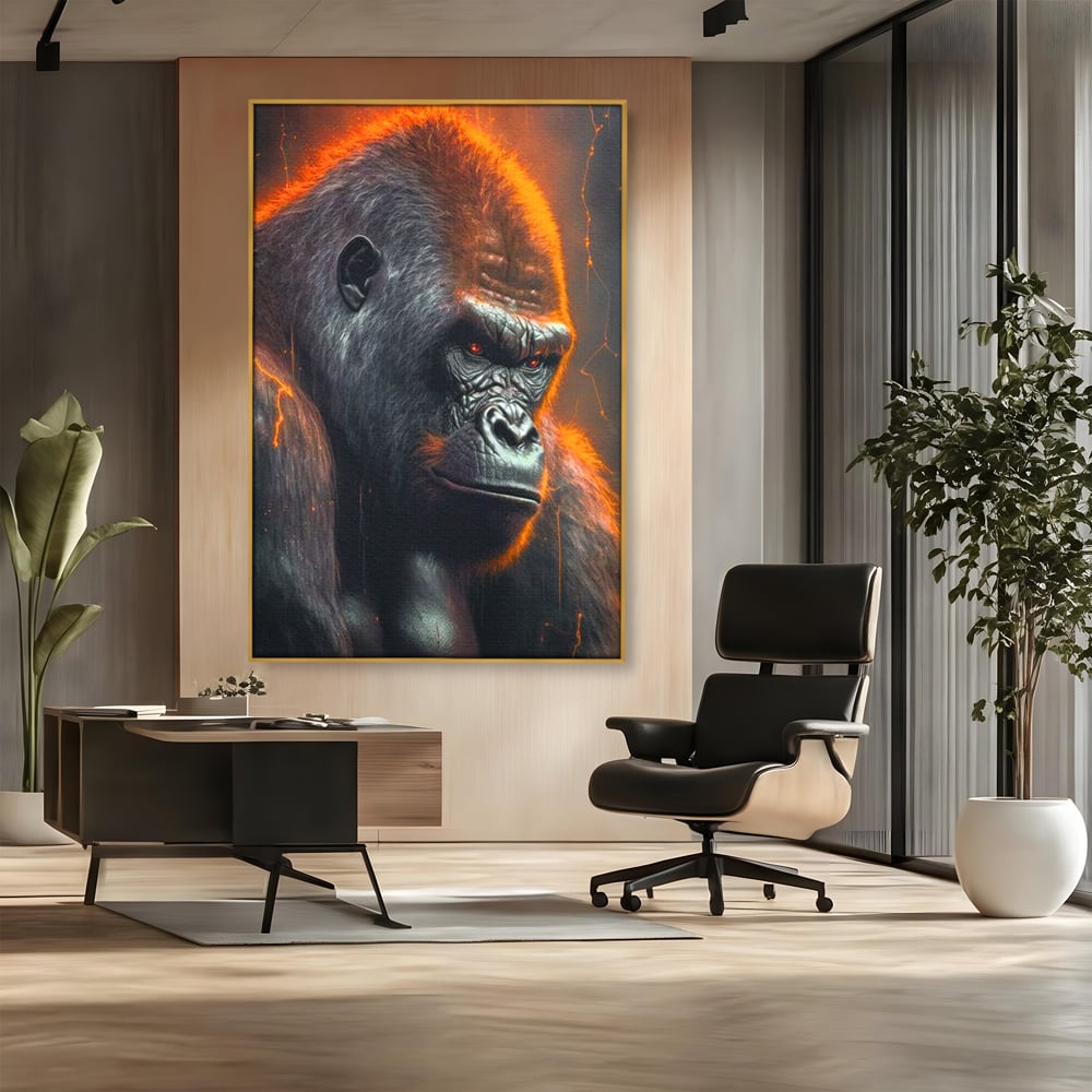 Tablou Canvas Premium, LuxCanva® M1332, Crapaturile Timpului, Foc, Lava, Gorila, Animal, Intuneric, Arta Moderna, Putere, Mister, Dominanta, Birou, Living, Camera Copil