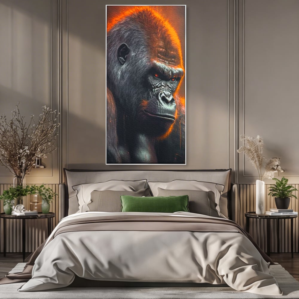 Tablou Canvas Premium, LuxCanva® M1332, Crapaturile Timpului, Foc, Lava, Gorila, Animal, Intuneric, Arta Moderna, Putere, Mister, Dominanta, Birou, Living, Camera Copil