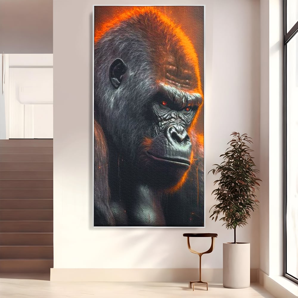 Tablou Canvas Premium, LuxCanva® M1332, Crapaturile Timpului, Foc, Lava, Gorila, Animal, Intuneric, Arta Moderna, Putere, Mister, Dominanta, Birou, Living, Camera Copil