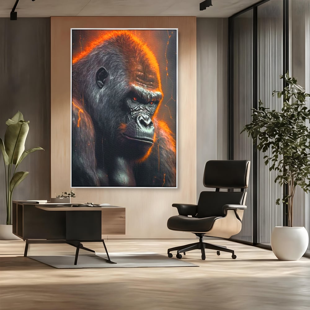 Tablou Canvas Premium, LuxCanva® M1332, Crapaturile Timpului, Foc, Lava, Gorila, Animal, Intuneric, Arta Moderna, Putere, Mister, Dominanta, Birou, Living, Camera Copil