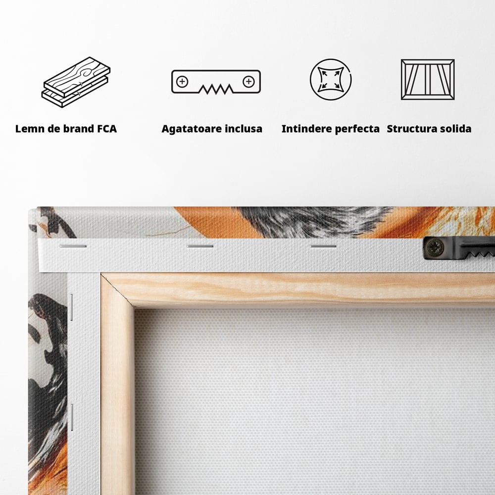 Tablou Canvas Premium, LuxCanva® M1333, Cercul de Foc, Gorila, Forta, Energie, Arta Abstracta, Simbol, Animal, Epic, Viziune, Valuri, Modern, Birou, Living, Camera Copil