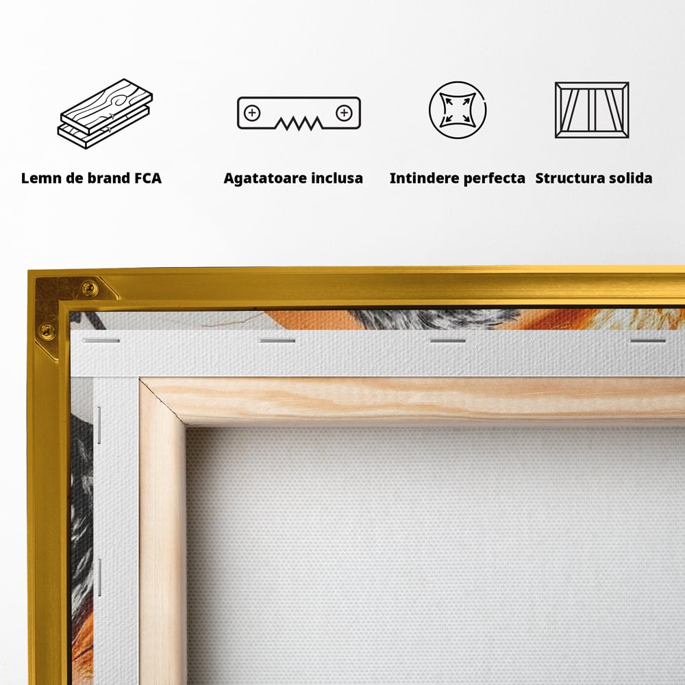 Tablou Canvas Premium, LuxCanva® M1333, Cercul de Foc, Gorila, Forta, Energie, Arta Abstracta, Simbol, Animal, Epic, Viziune, Valuri, Modern, Birou, Living, Camera Copil