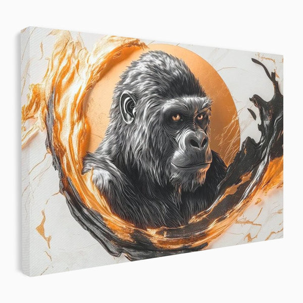 Tablou Canvas Premium, LuxCanva® M1333, Cercul de Foc, Gorila, Forta, Energie, Arta Abstracta, Simbol, Animal, Epic, Viziune, Valuri, Modern, Birou, Living, Camera Copil