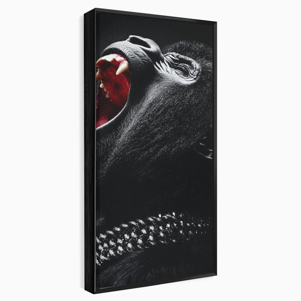 Tablou Canvas Premium, LuxCanva® M1334, Glasul Salbaticiei, Strigat, Colti, Furie, Gorila, Expresie, Teroare, Bestie, Lanturi, Instinct, Animal, Birou, Living, Camera Copil