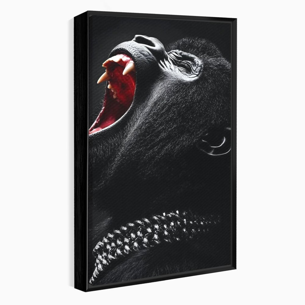 Tablou Canvas Premium, LuxCanva® M1334, Glasul Salbaticiei, Strigat, Colti, Furie, Gorila, Expresie, Teroare, Bestie, Lanturi, Instinct, Animal, Birou, Living, Camera Copil
