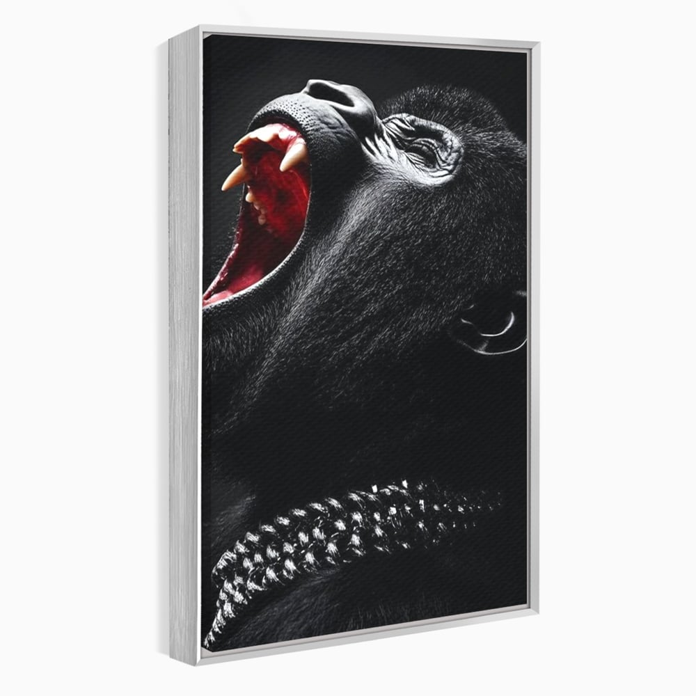 Tablou Canvas Premium, LuxCanva® M1334, Glasul Salbaticiei, Strigat, Colti, Furie, Gorila, Expresie, Teroare, Bestie, Lanturi, Instinct, Animal, Birou, Living, Camera Copil