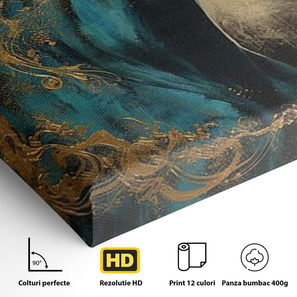 Tablou Canvas Premium, LuxCanva® M1335, Epopee Albastra, Cal, Animal, Coama, Galop, Auriu, Portret, Elegant, Dinamic, Gratios, Artistic, Pictura, Birou, Living, Camera Copil