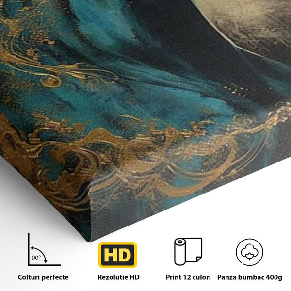 Tablou Canvas Premium, LuxCanva® M1335, Epopee Albastra, Cal, Animal, Coama, Galop, Auriu, Portret, Elegant, Dinamic, Gratios, Artistic, Pictura, Birou, Living, Camera Copil
