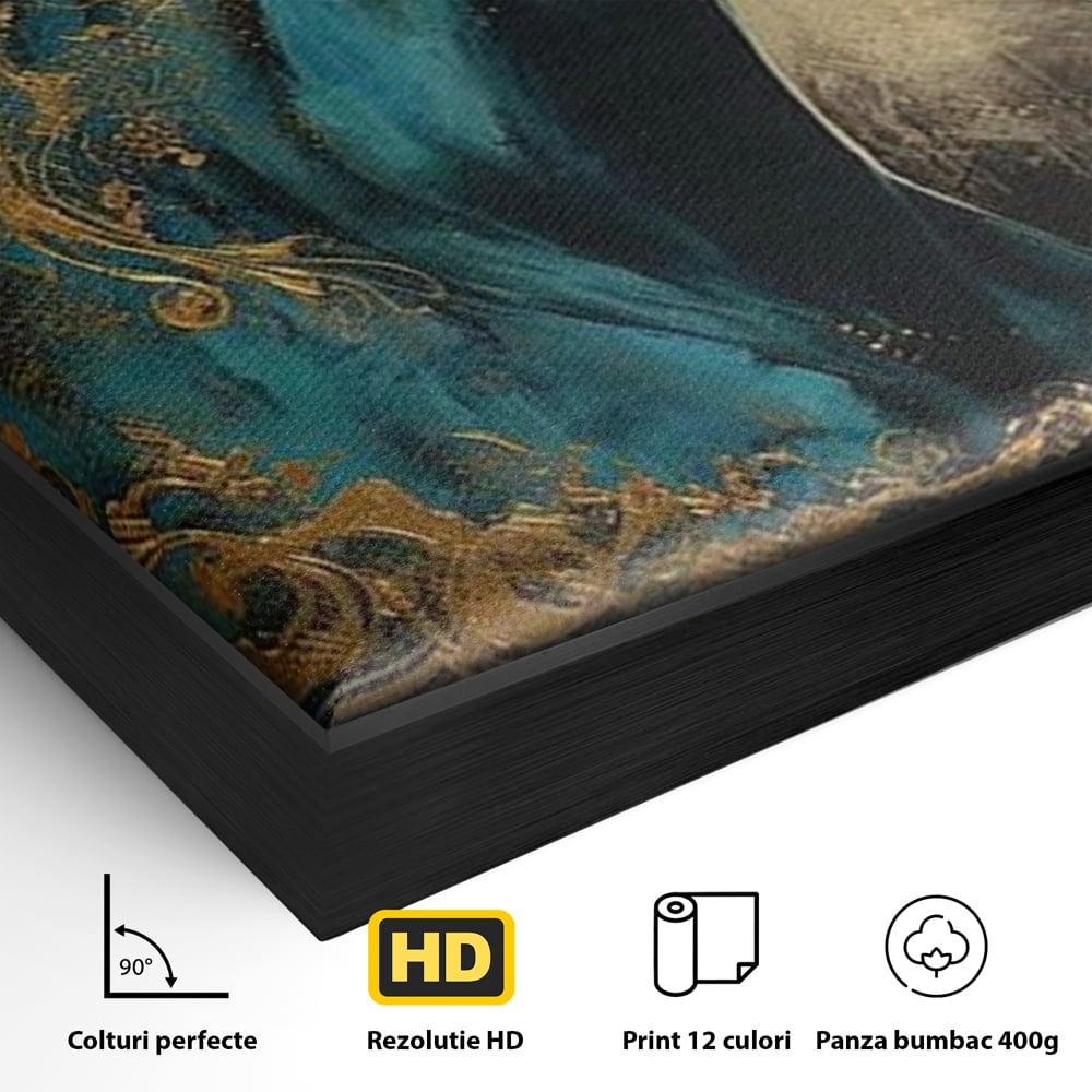 Tablou Canvas Premium, LuxCanva® M1335, Epopee Albastra, Cal, Animal, Coama, Galop, Auriu, Portret, Elegant, Dinamic, Gratios, Artistic, Pictura, Birou, Living, Camera Copil