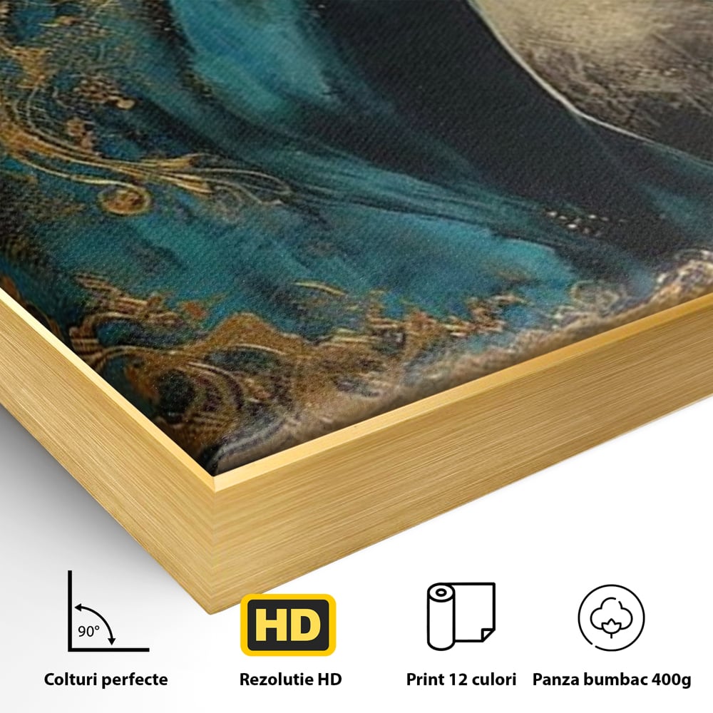 Tablou Canvas Premium, LuxCanva® M1335, Epopee Albastra, Cal, Animal, Coama, Galop, Auriu, Portret, Elegant, Dinamic, Gratios, Artistic, Pictura, Birou, Living, Camera Copil