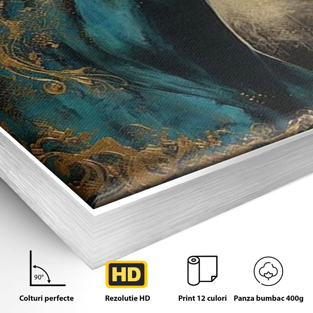 Tablou Canvas Premium, LuxCanva® M1335, Epopee Albastra, Cal, Animal, Coama, Galop, Auriu, Portret, Elegant, Dinamic, Gratios, Artistic, Pictura, Birou, Living, Camera Copil