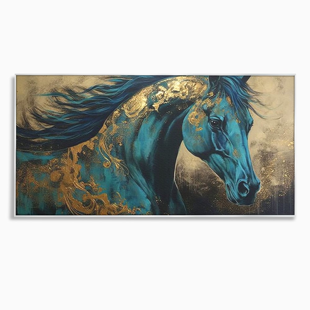 Tablou Canvas Premium, LuxCanva® M1335, Epopee Albastra, Cal, Animal, Coama, Galop, Auriu, Portret, Elegant, Dinamic, Gratios, Artistic, Pictura, Birou, Living, Camera Copil